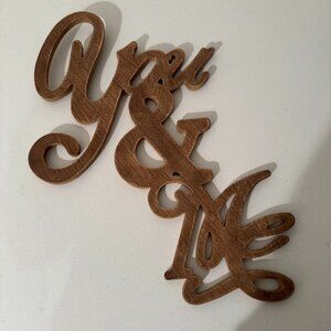 Wooden Wall Decor | “You & Me” Script Sign | Rustic Home Accent
